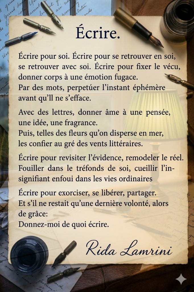 Poem 'Writing.' by Rida Lamrini